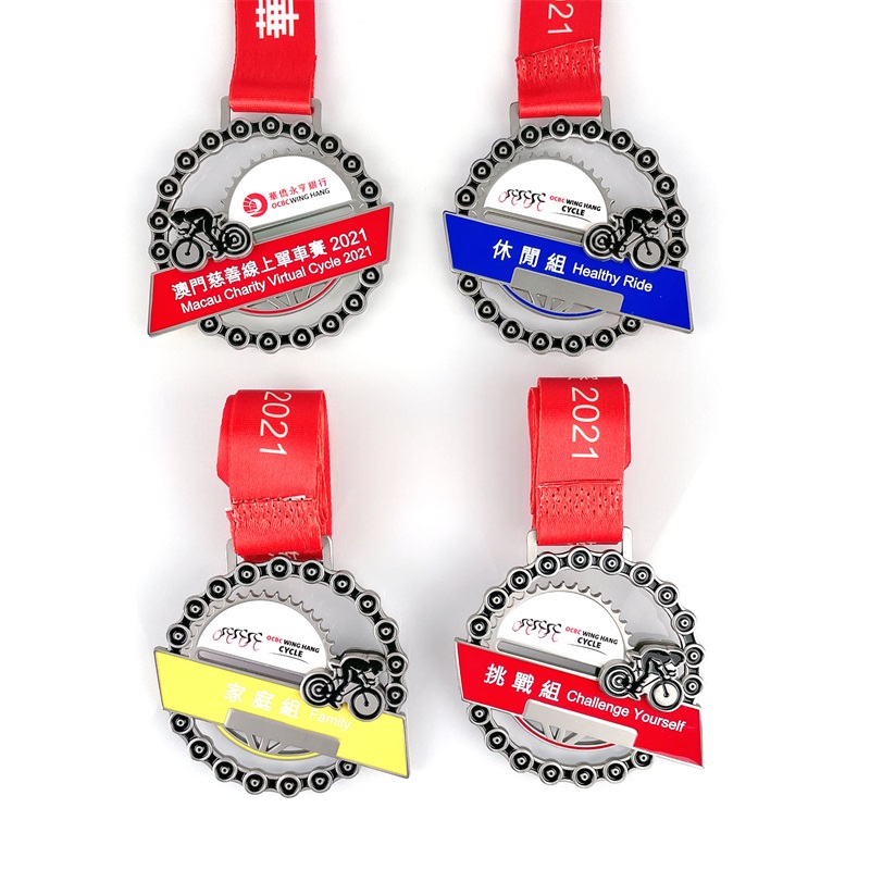 Medalhas de ciclismo de colar de medalhão personalizado medalhas de metal banhadas antigas