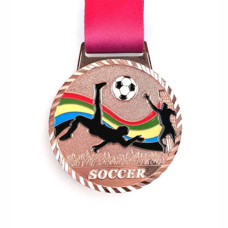 Medalhas de futebol 3D de futebol de futebol personalizado medalha esportiva de maratona de metal com fita